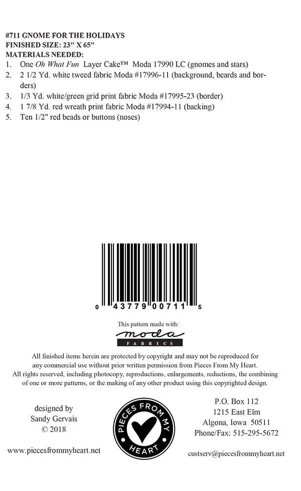 Gnome for the Holidays PM711 by Pieces From My Heart Layer Cake Pattern