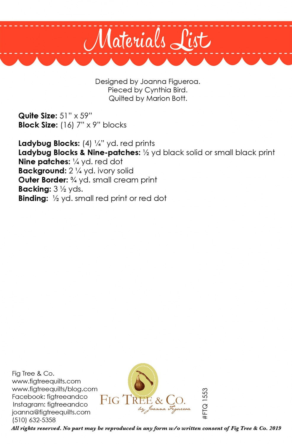 Mini Ladybug Pattern Only FT 1557