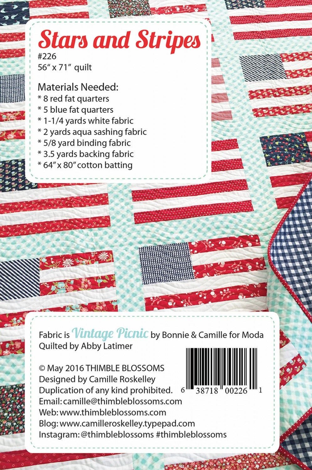 Stars and Stripes Thimble Blossoms Pattern TBL226