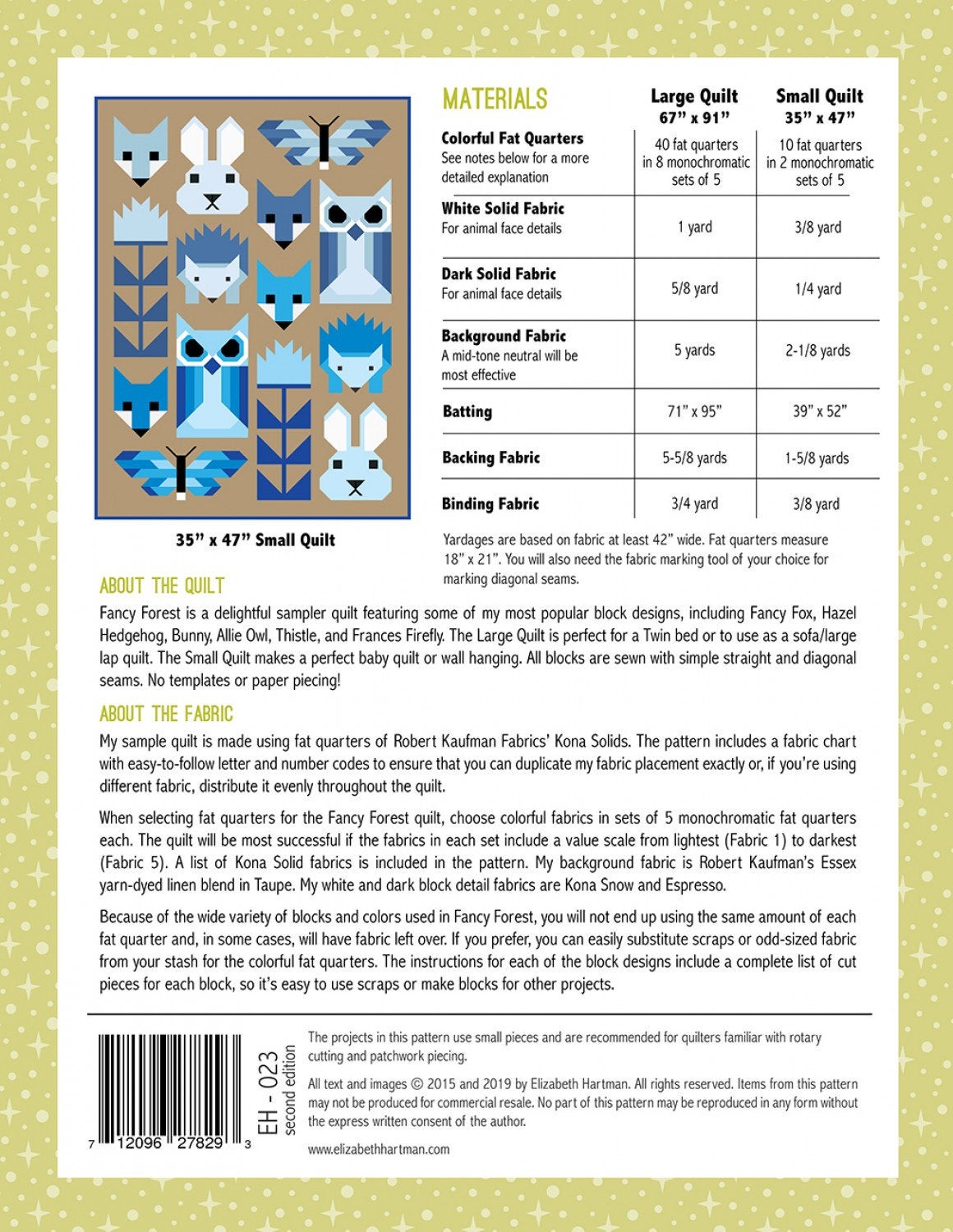 Fancy Forest Quilt Pattern by Elizabeth Hartman EH023