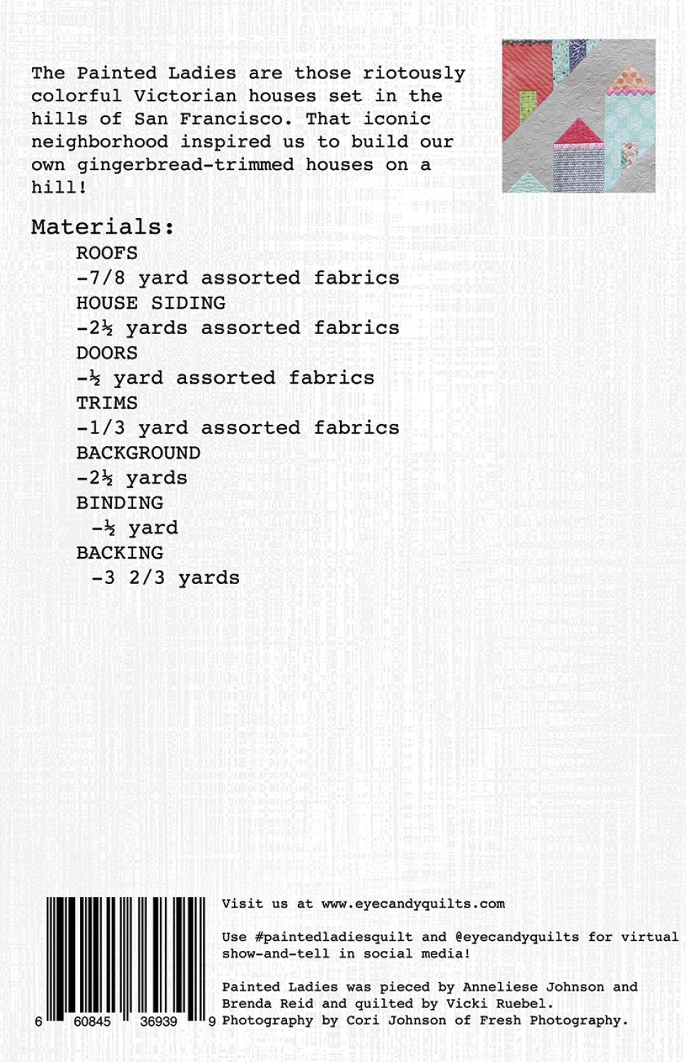 Painted Ladies ECQ2117 Sewing Quilt Pattern by Eye Candy Quilts - Printed Pattern