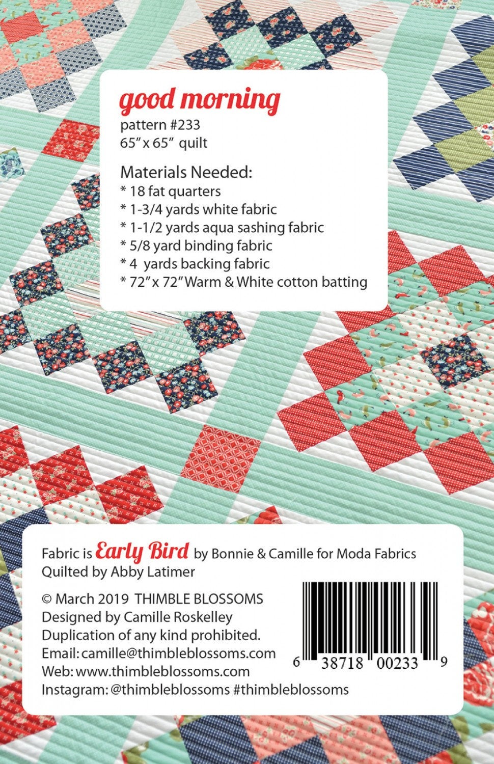 Good Morning Pattern Thimble Blossoms TBL233