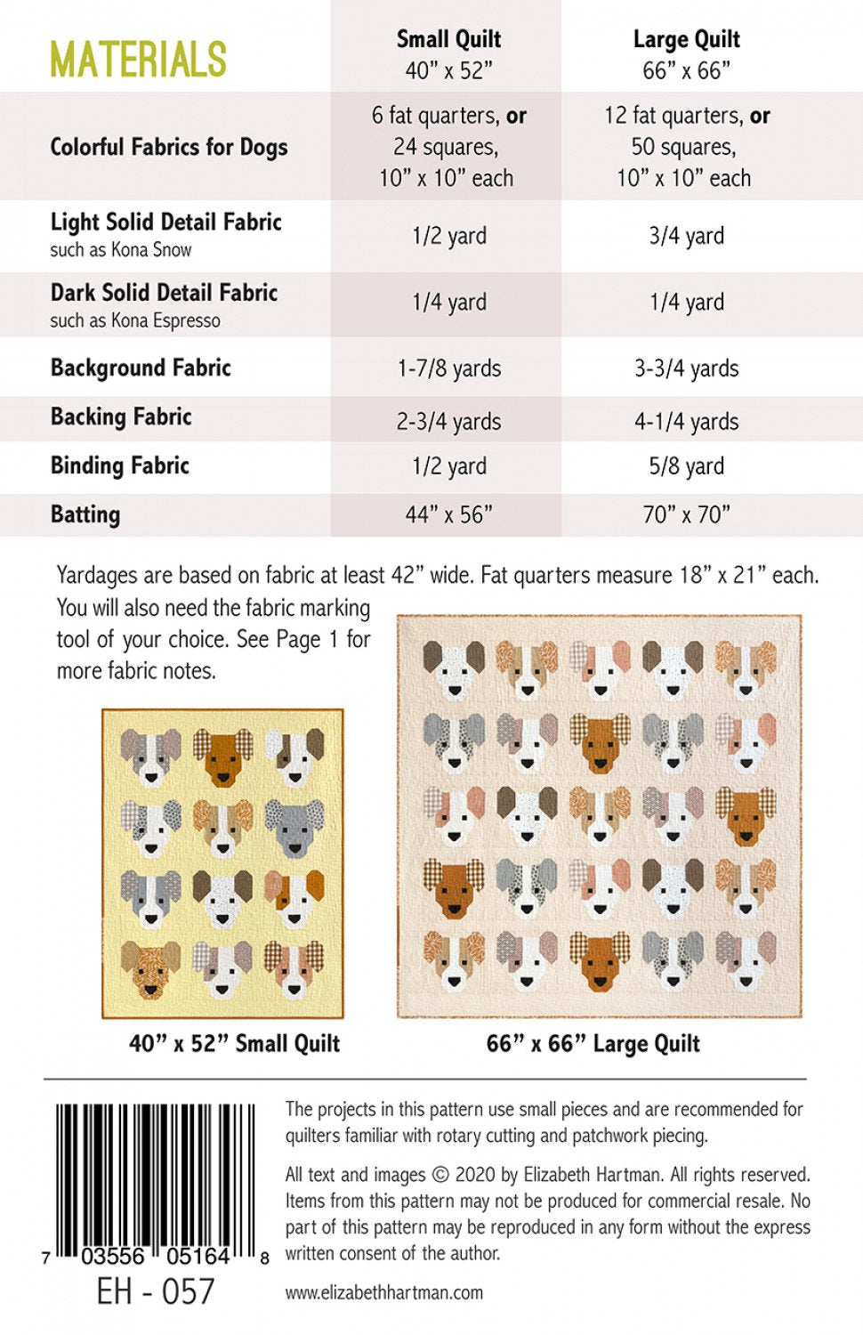 The Puppies Quilt Pattern By Elizabeth Hartman Paper Pattern EH057