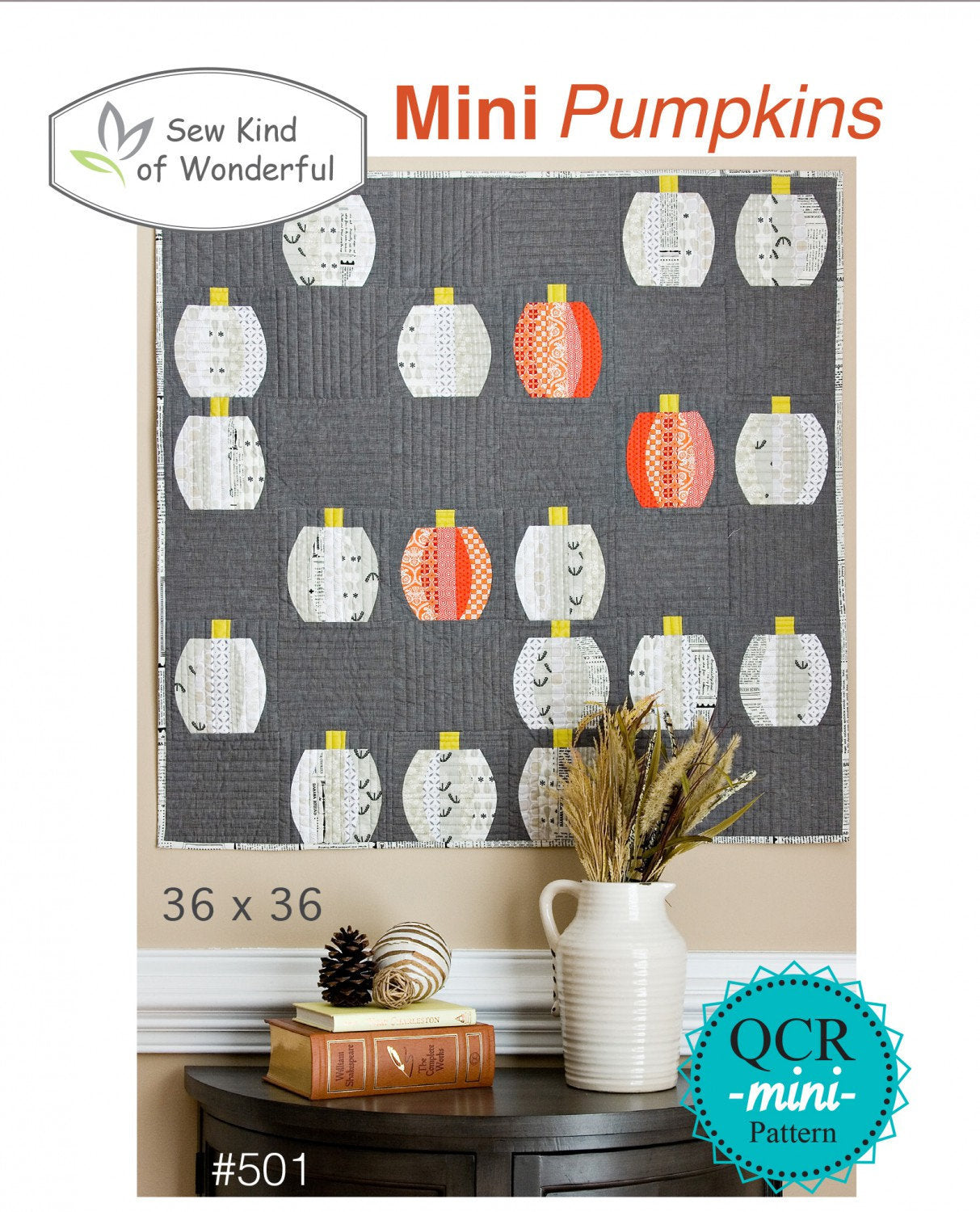 Mini Pumpkins quilt pattern by Sew Kind of Wonderful SKW501 36in x 36in
