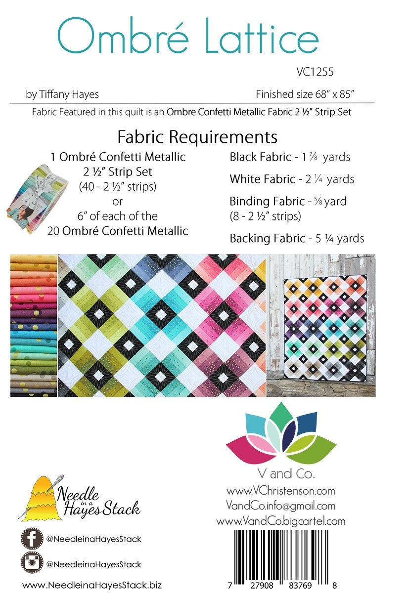 Ombre Lattice Quilt Pattern VC1255 By V and Co. Paper Patter ONLY