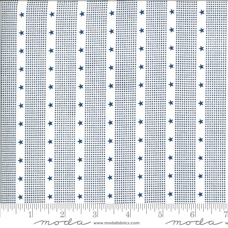 Harbor Springs Striped Star Cream - Blue 14908-34 by Minick and Simpson for Moda Fabrics