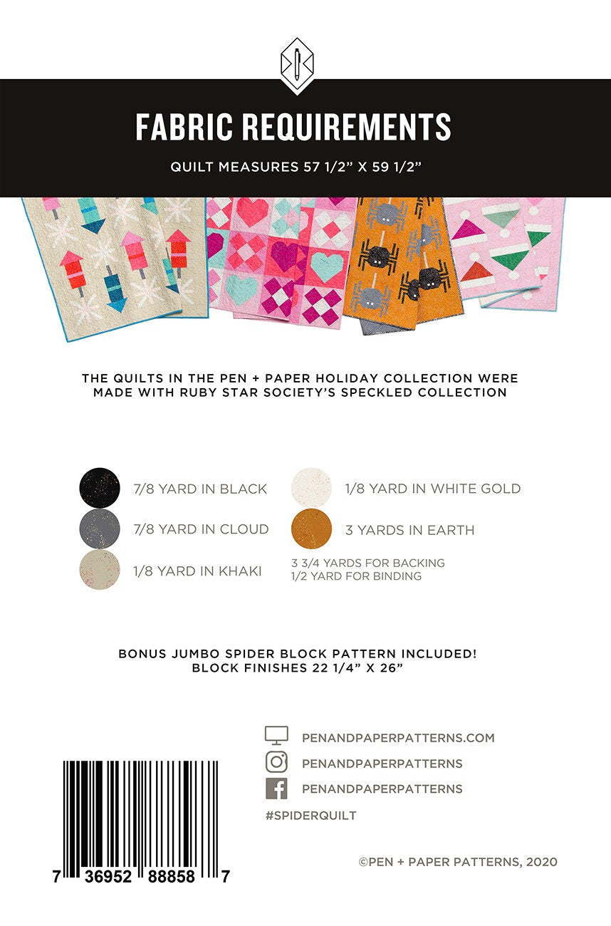 Spider Quilt Quilt Pattern PAP22 from Pen & Paper Patterns By Lindsey 58 x59