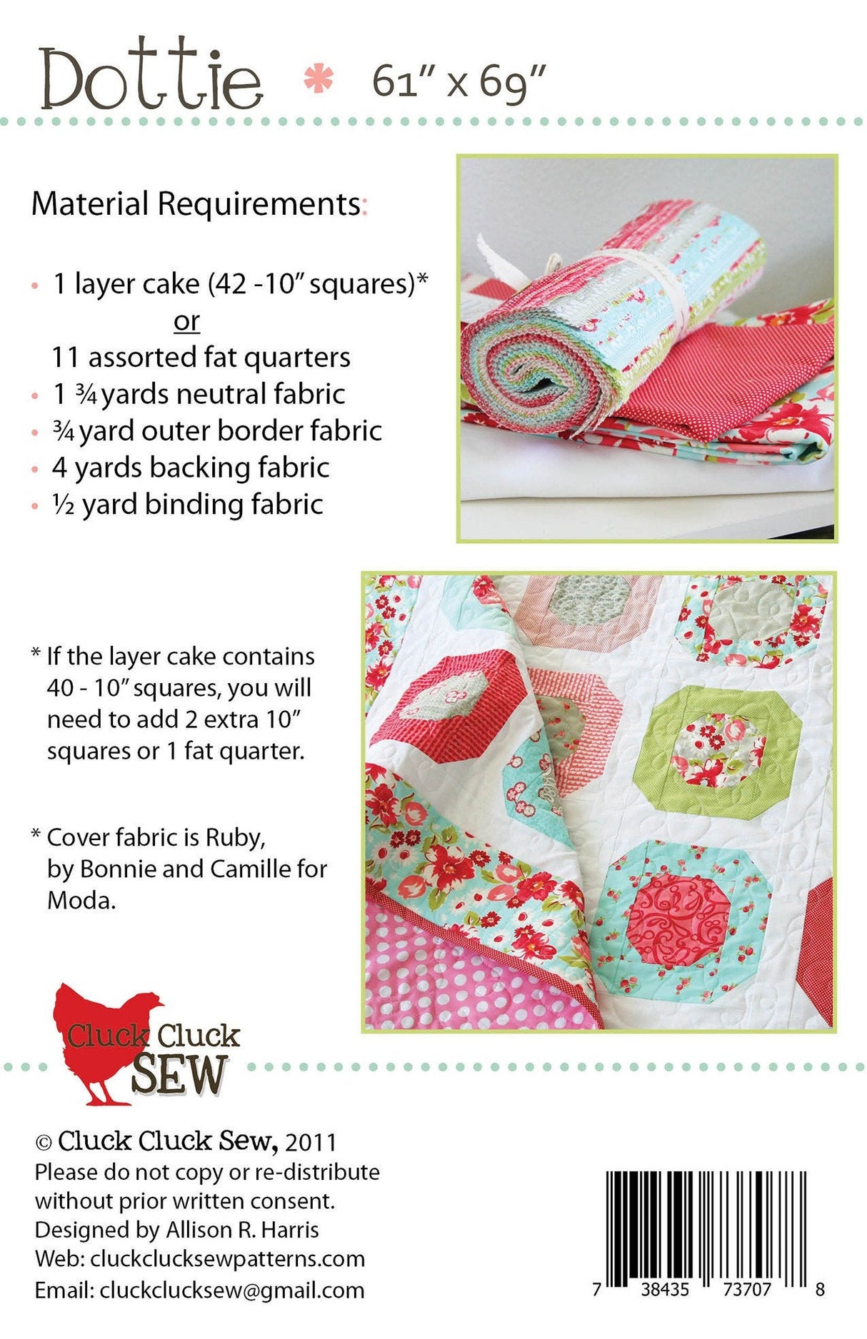 Dottie Quilt Pattern Beginner Friendly, Paper Pattern only CCS126 by Allison Harris for Cluck Cluck Sew
