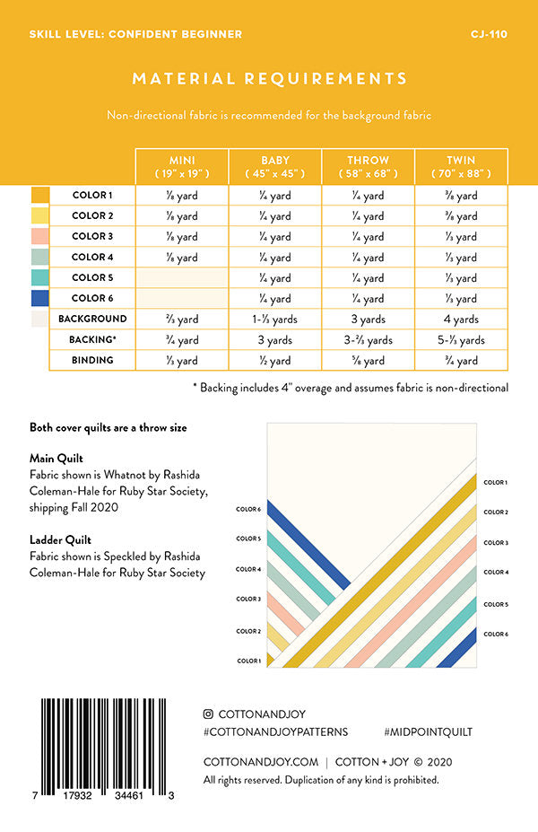 Midpoint Pattern Printed Pattern Only - CJ 106 by Fran of Cotton + Joy.
