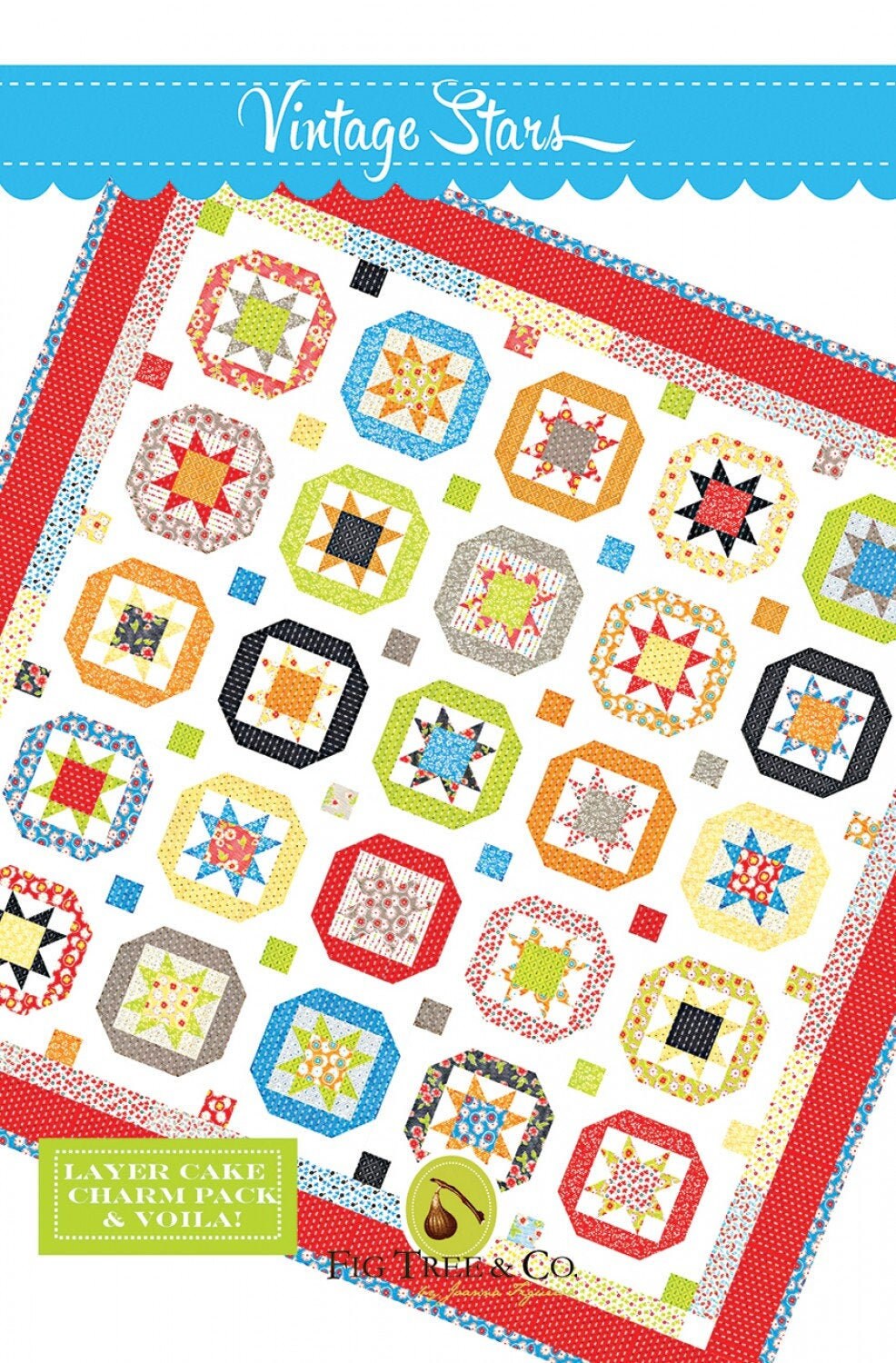 Vintage Stars Printed Pattern Only FTQ1655  By  Joanna Figueroa, From Fig Tree Quilts