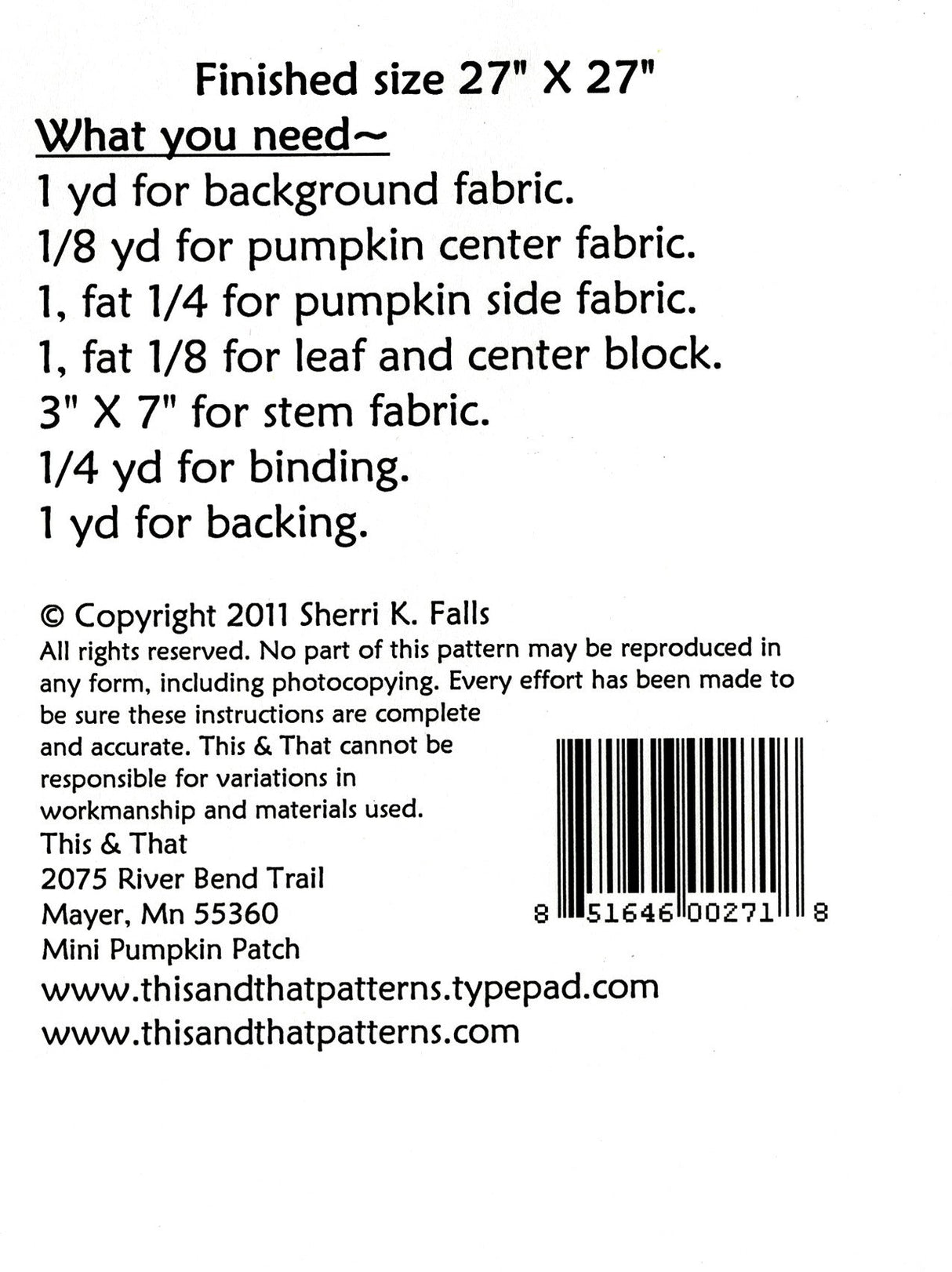 Mini Pumpkin Patch TAT185 From This and That by Sherri Falls