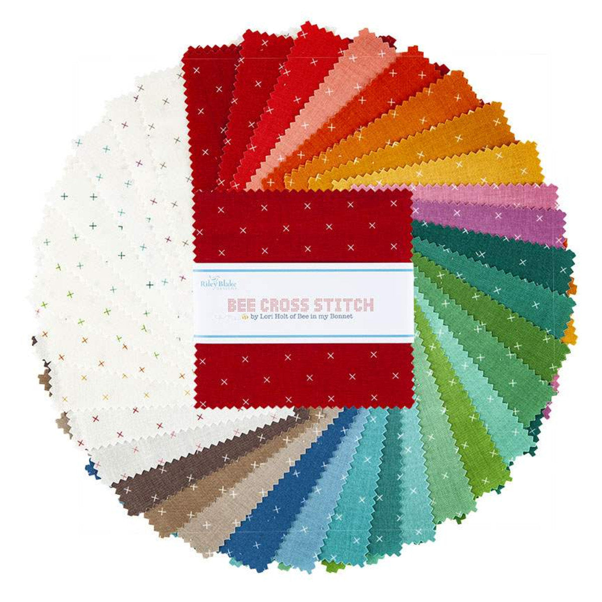 Bee Cross Stitch 5" Charm Pack 5-745-42 By Lori Holt for Riley Blake Designs 42 pieces