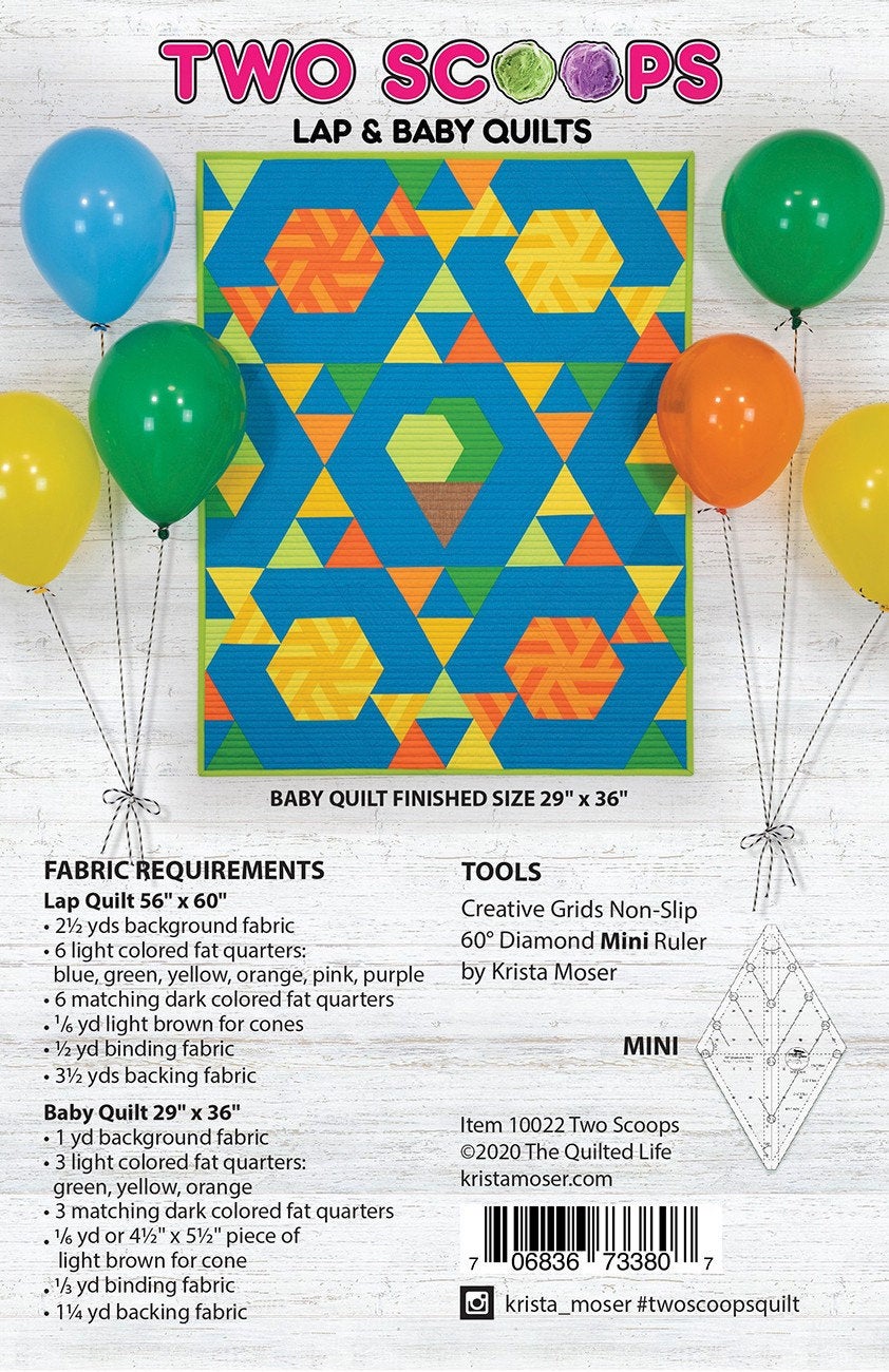 Two Scoops Quilt TQL10023- PAPER PATTERN-only By Krista Moser