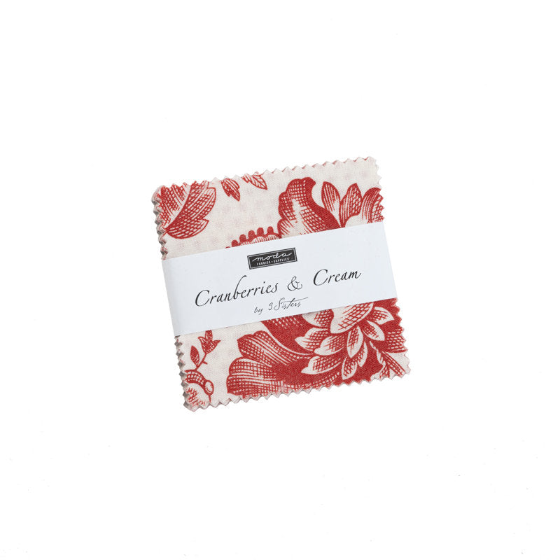 Cranberries Cream Mini Charm 2.5" 44260MC by 3 Sisters for Moda Fabrics