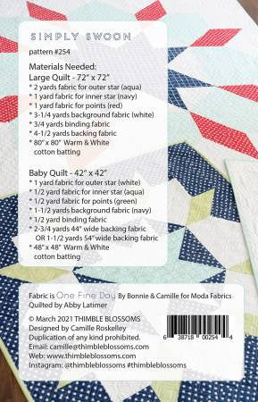 Simply Swoon quilting pattern TBL254 by Thimble Blossoms
