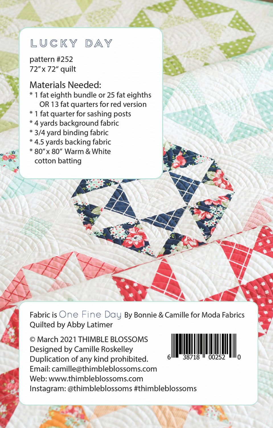 Lucky Day quilting pattern TBL252 by Thimble Blossoms