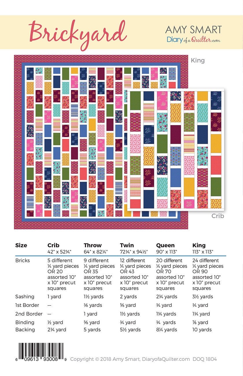 Brickyard Quilt Pattern - Printed Pattern Only DQ-1804 By Amy Smart - Diary of a Quilter