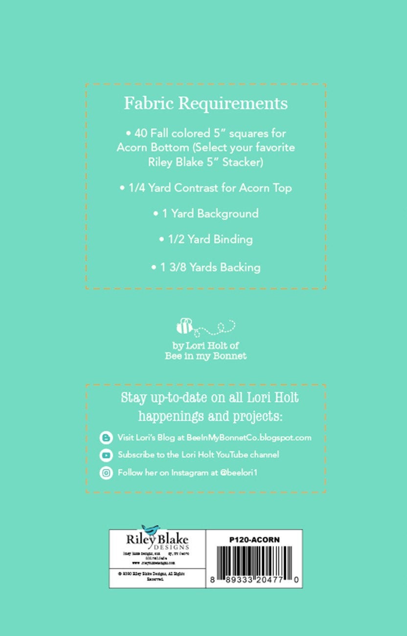 Acorn Love Table Runner Pattern by Lori Holt of Bee in my Bonnet P120-ACORN