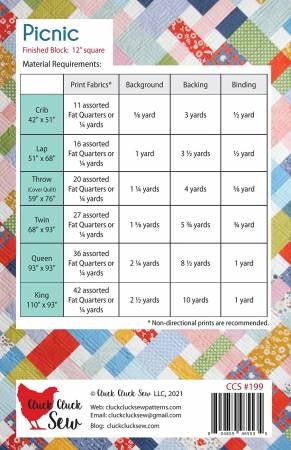 Picnic Quilt Pattern  by Cluck Cluck Sew CCS199 Multi Size
