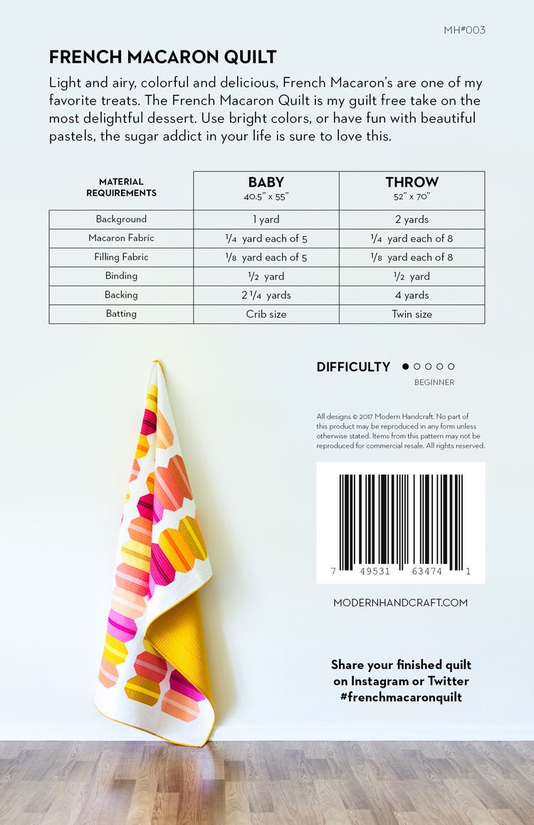 French Macaron, Printed Pattern only by Modern Handcraft, Jelly Roll and Layer Cake Friendly