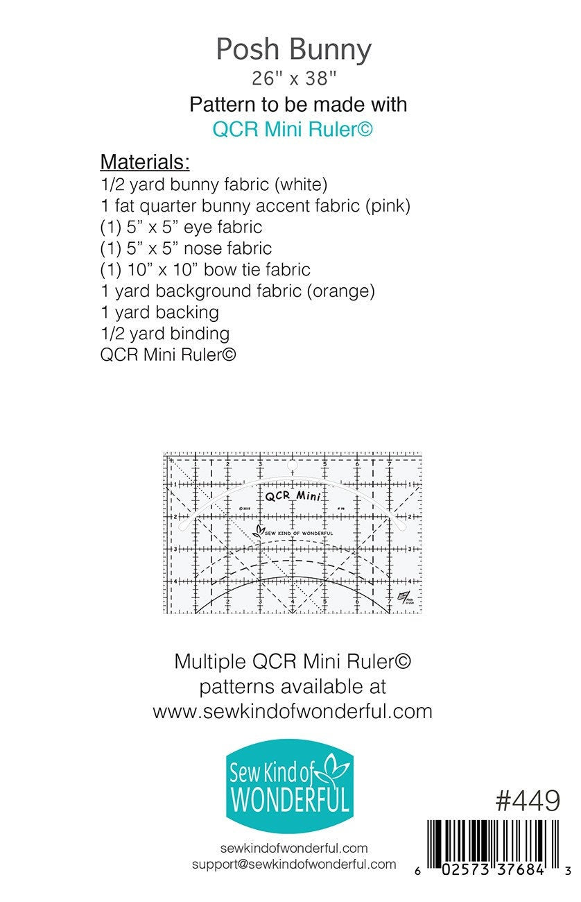 Posh Bunny by Sew Kind of Wonderful sewing pattern SKW449  26in x 38in