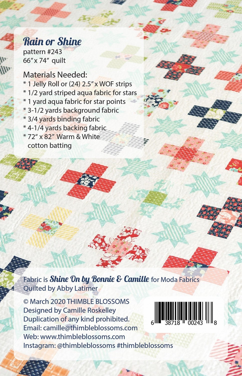Rain or Shine 66 x 74 Printed Pattern only by Thimble Blossoms TBL243