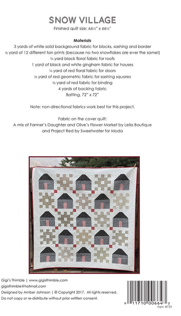 Snow Village Quilt pattern by Gigi's Thimble GT 731