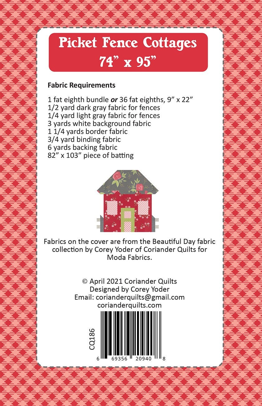 Picket Fence Cottages Quilt Pattern by Coriander Quilts CQ186