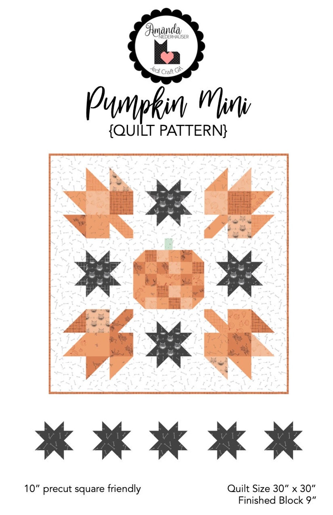 Pumpkin Mini Quilt Pattern by Amanda Niederhauser Jedi Craft Girl