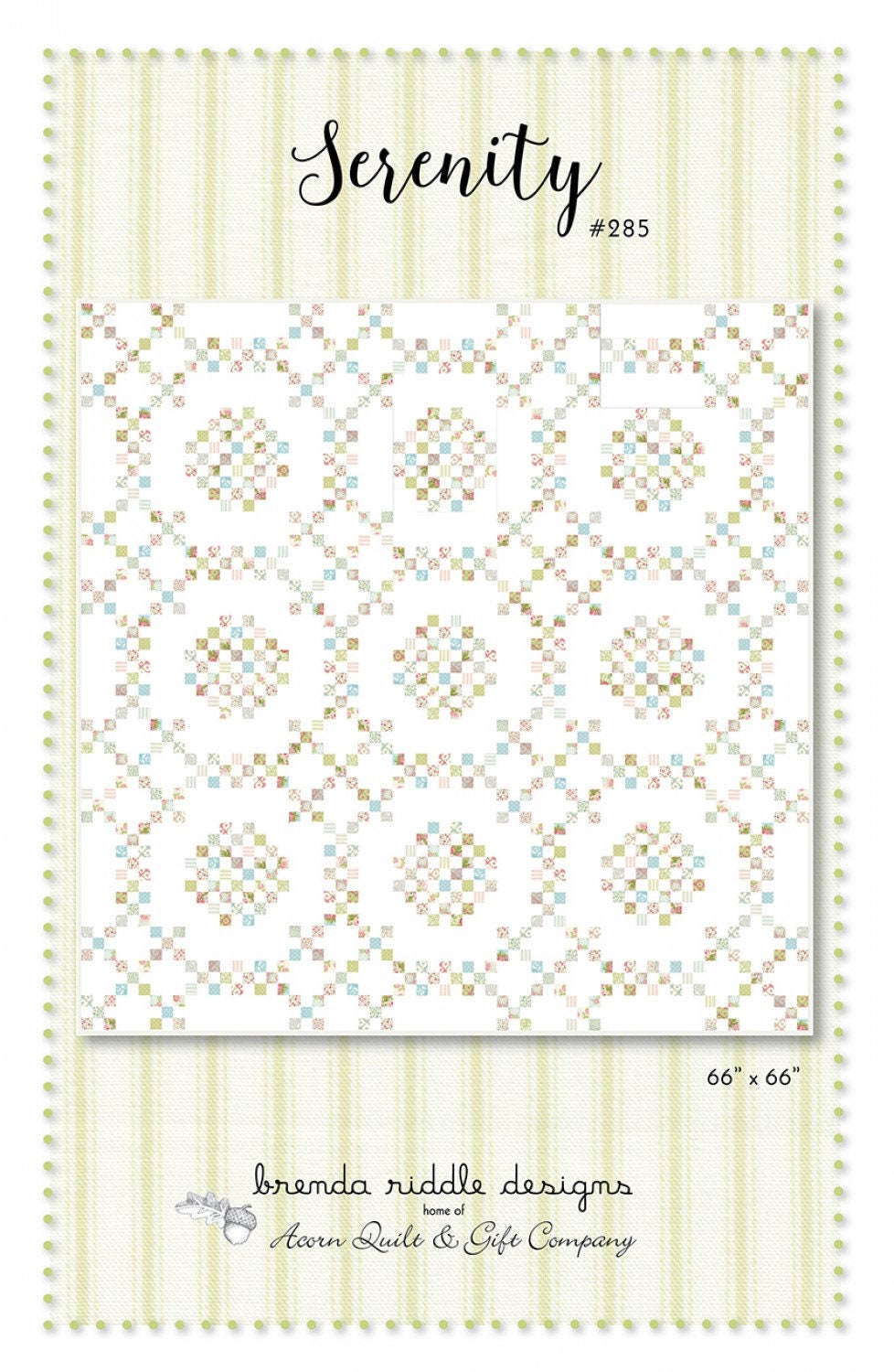 Serenity Quilt Pattern Paper Only by Brenda Riddle Designs for Acorn Quilts 66" x 66"