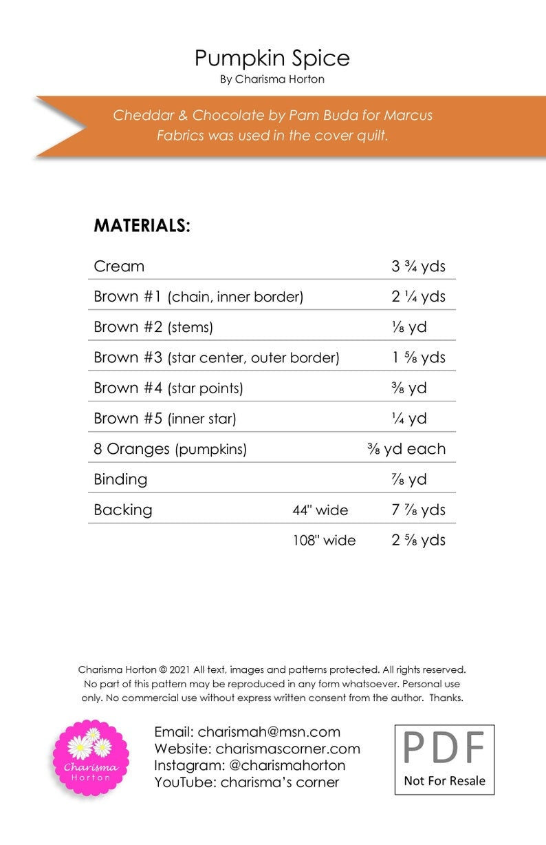 Pumpkin Cottage Quilt Pattern by Charisma Horton, Finished size 72" x 96"