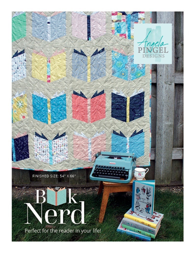 Book Nerd Quilt pattern PAPER PATTERN-only By Angela Pingel Designs Finished Size 54" x 66"