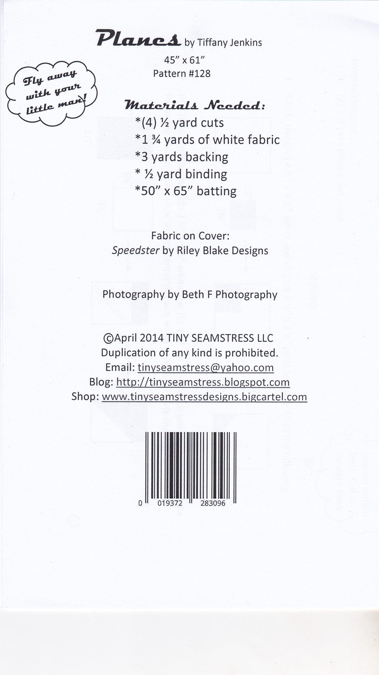 Planes Quilt Pattern - Printed Pattern By Tiffany Jenkins Finished Size 45 x 61 inches