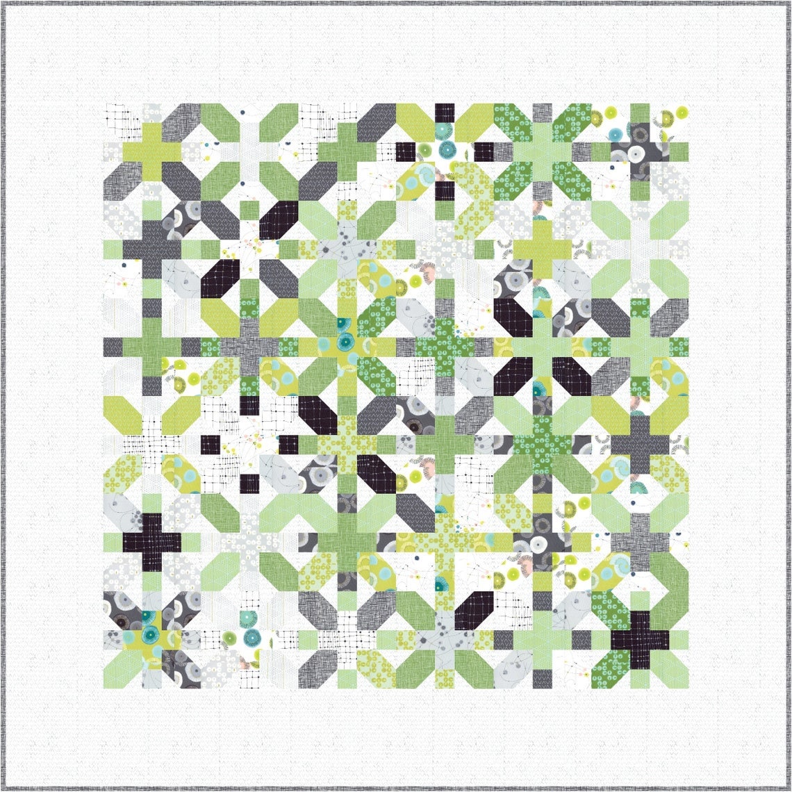 X & T - Printed PATTERN only By Zen Chic Quilt size is 83 inches x 83 inches