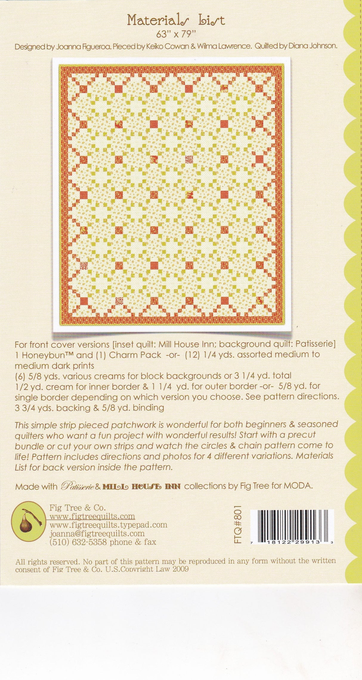 Petite Fleurs Quilt sewing pattern by Fig Tree Quilts 63 x 79 inches