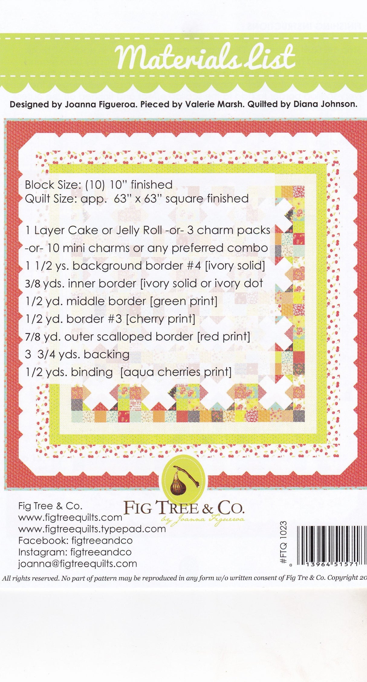 Picnic Quilt pattern only by Fig Tree Quilts FTQ1023