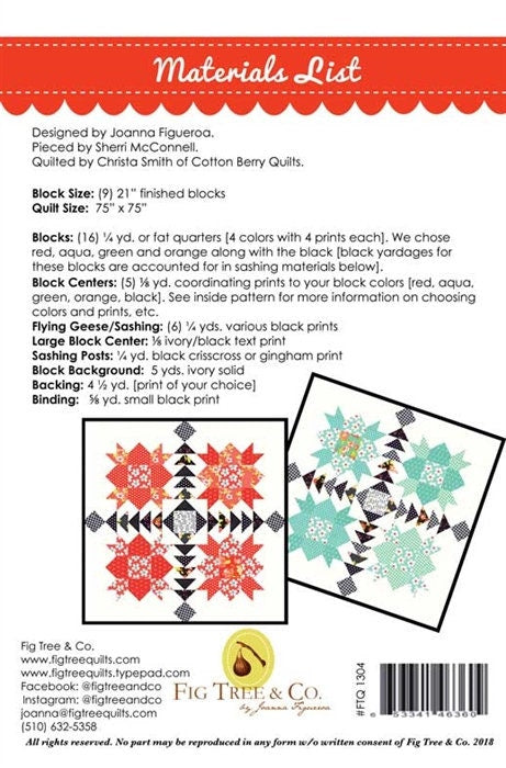 Thistles Quilt Pattern Paper Only by Fig Tree Quilts 75" x 75"