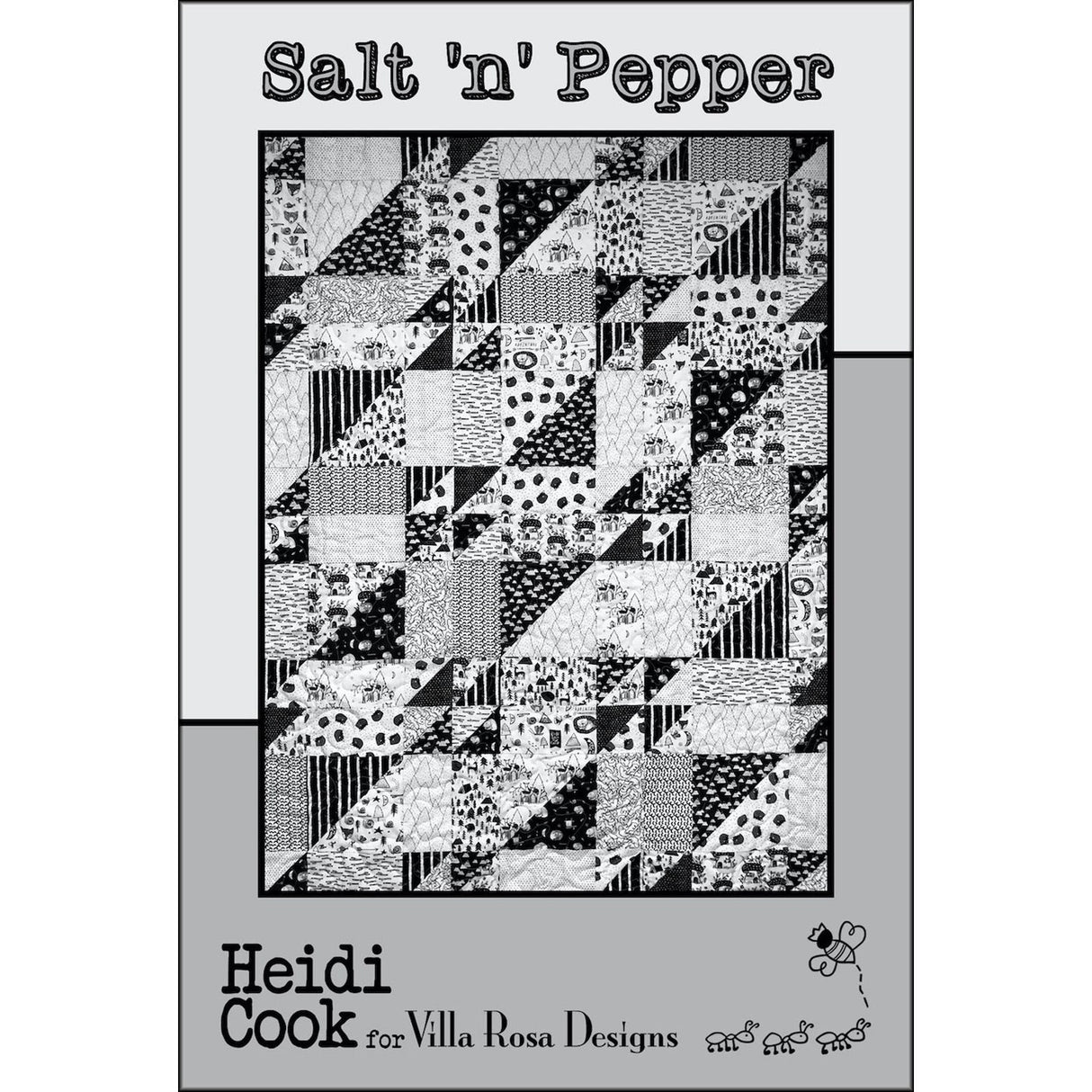 Salt 'n' Pepper Printed Pattern Card by Villa Rosa Designs finished size 56" x 70"