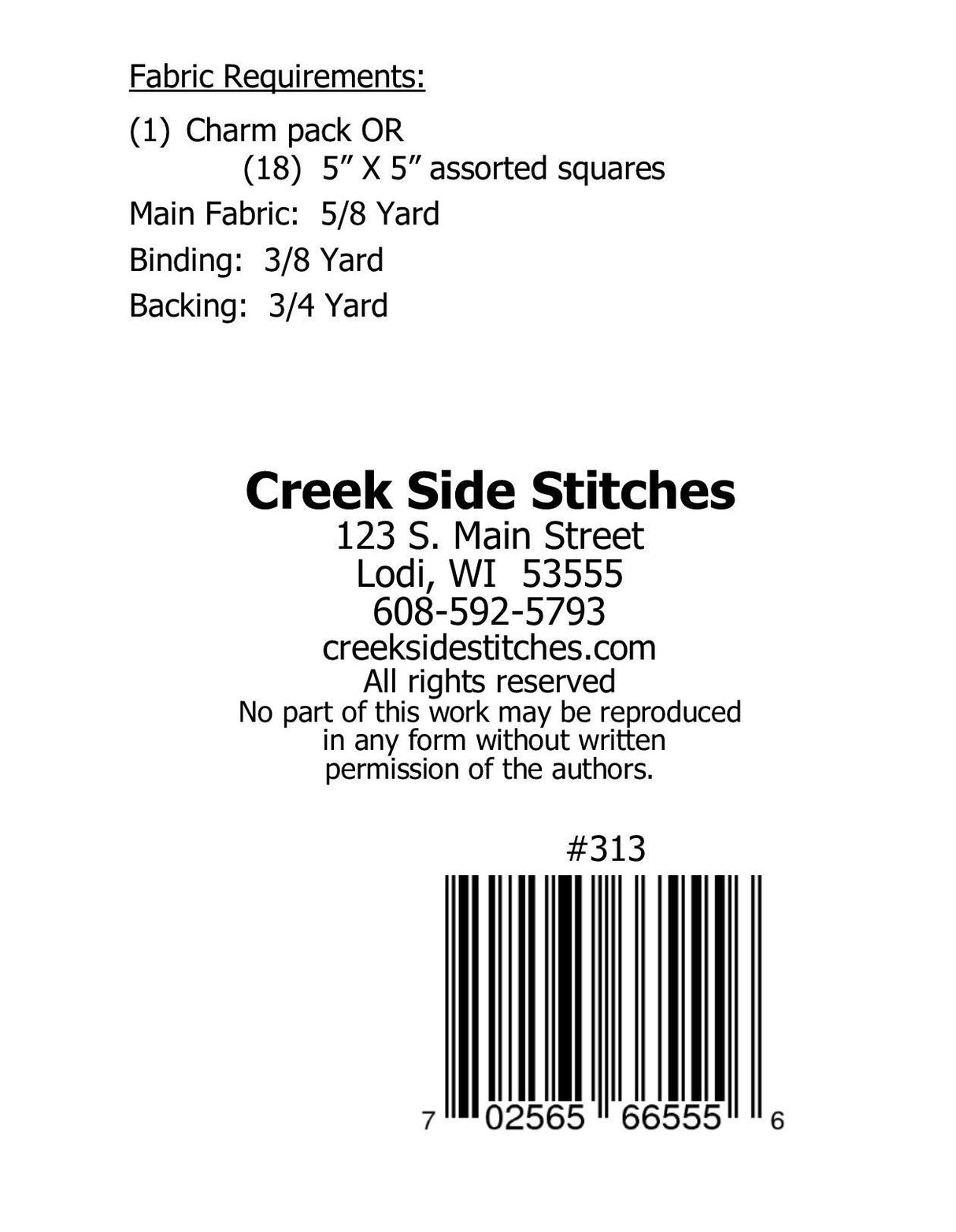 Charming Ever After # CSS313 From Creek Side Stitches, precut friendly