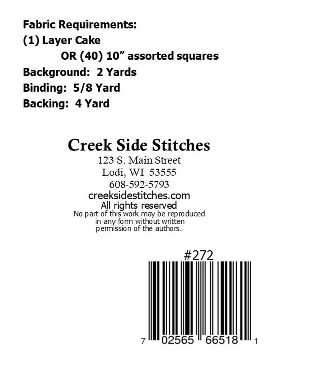 Scrappy Carpenters Star CSS272 From Creek Side Stitches Layer Cake Friendly
