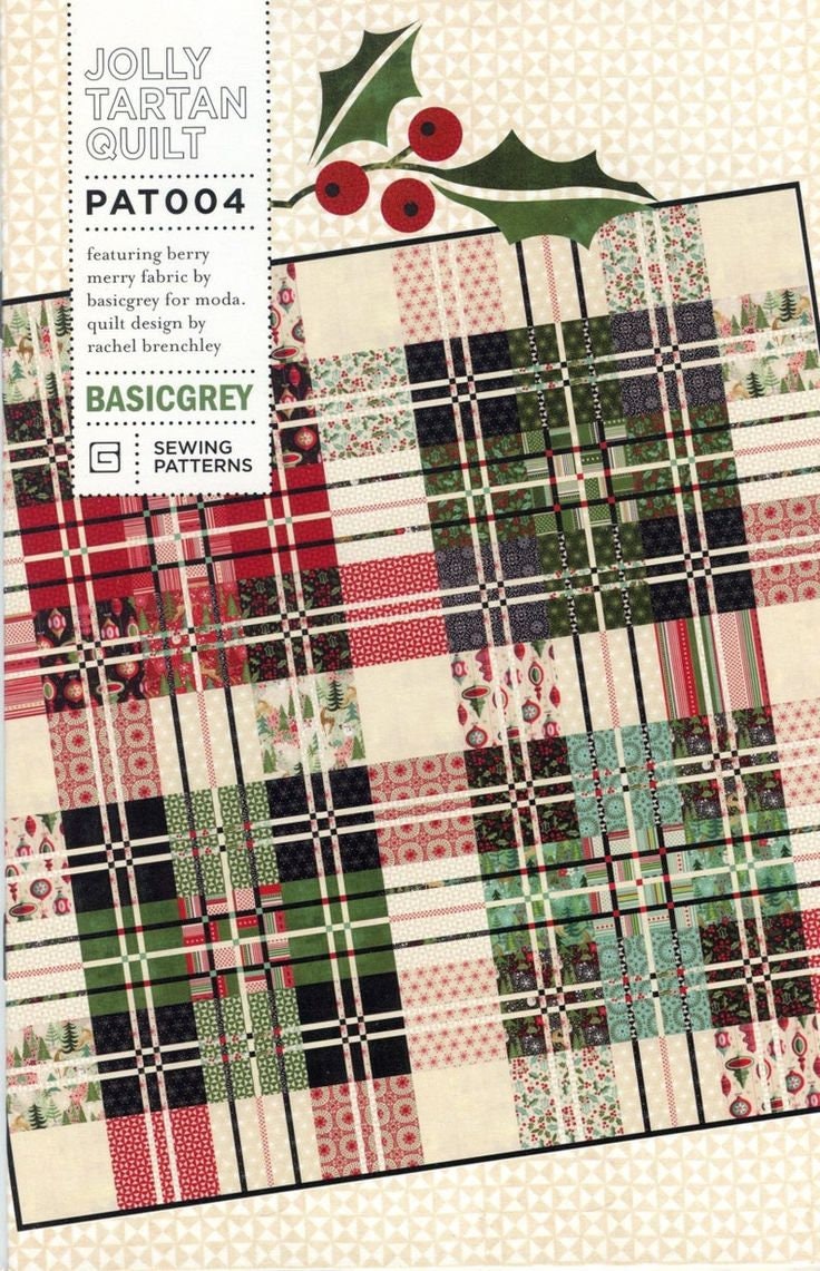Jolly Tartan Quilt Pattern Paper Only PAT004 Basic Grey, 76 1/2" x 76 1/2"