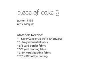 Piece of Cake 3 Quilt Pattern Thimble Blossoms TBl150 Finished Size 63" x 74"
