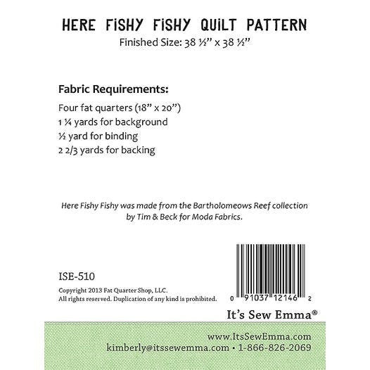 Mini Here Fishy Fishy pattern only ISE510 by It's So Emma Bin MP