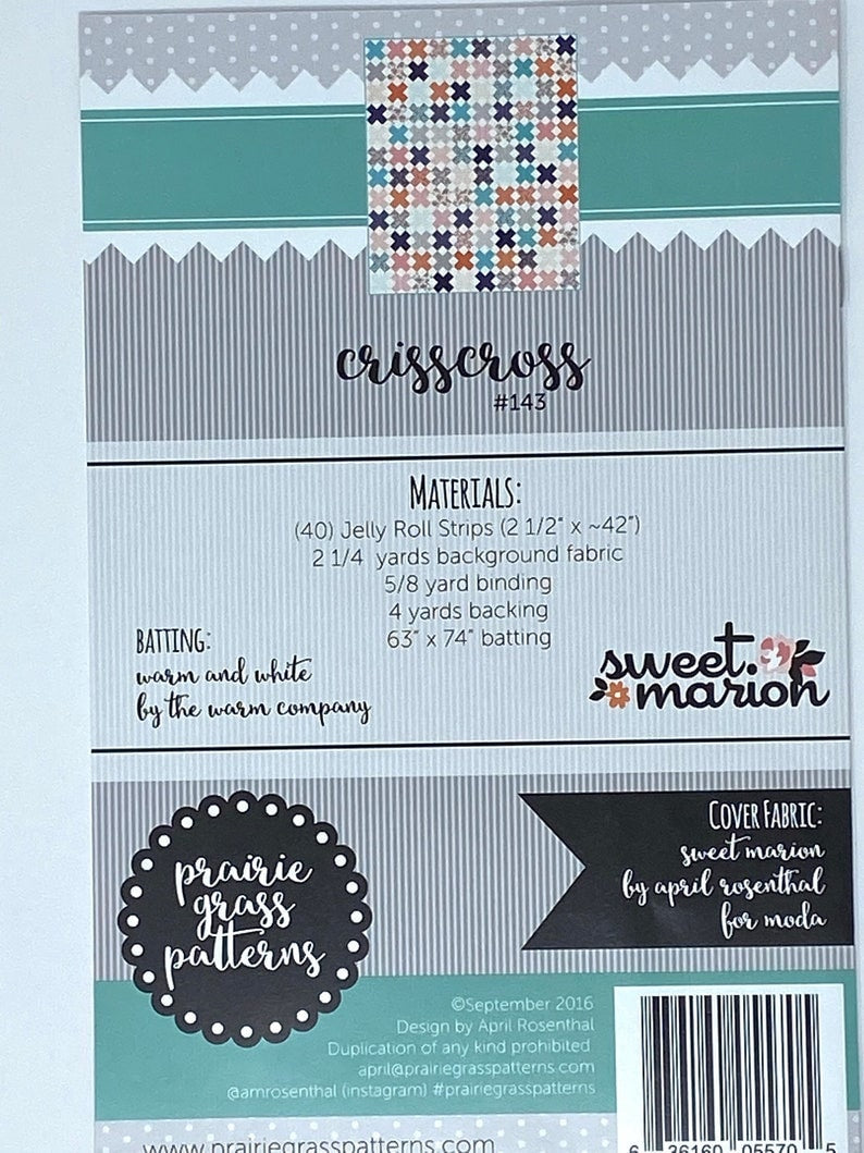 Crisscross Printed Quilt Pattern by April Rosenthal for Prairie Grass Patterns