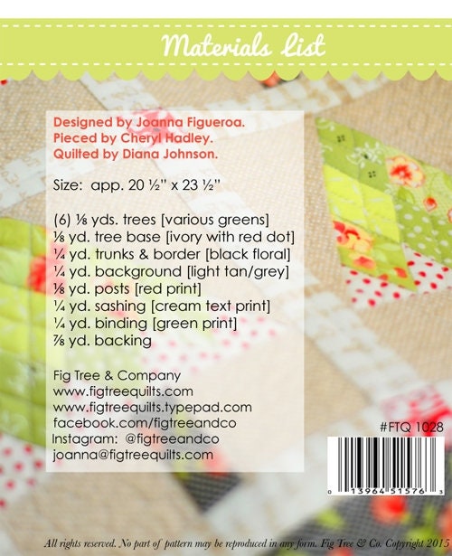 Juniper Fig Tree Quilts Pattern  FTQ1024