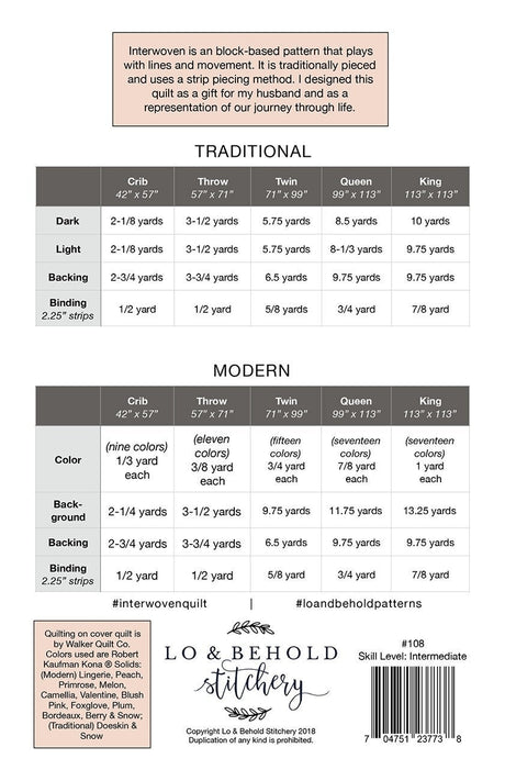 Interwoven Quilt Pattern LBS-108 by Brittany Lloyd for Lo and Behold Stitchery