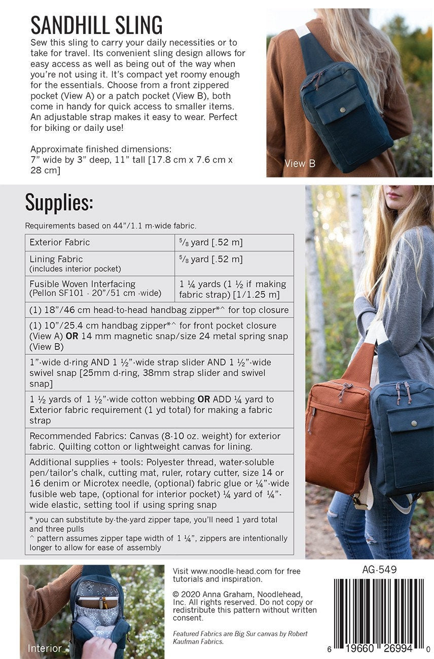 Sandhill Sling Printed Paper Pattern AG-549 From Noodlehead