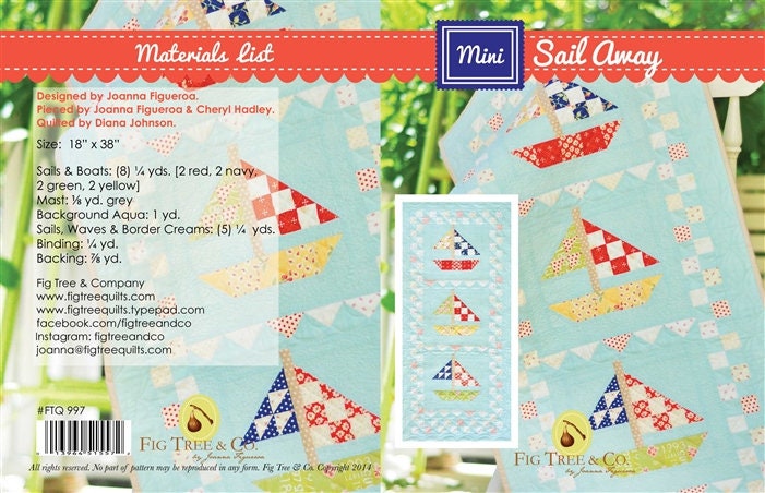 Mini Sail Away Pattern Only FT997 by Fig Tree and Co Bin MP