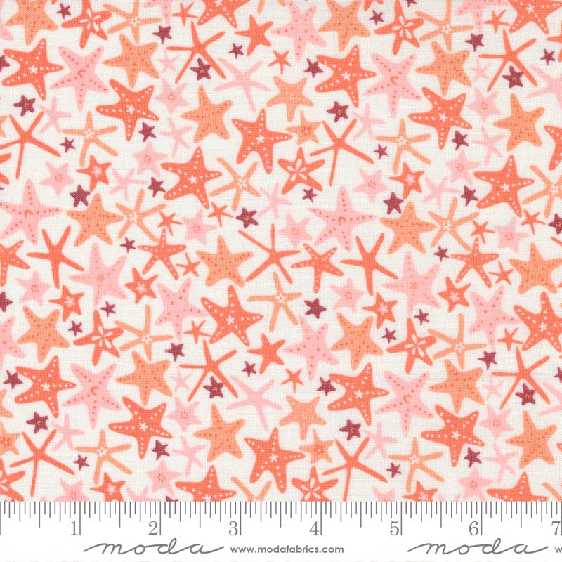 The Sea and Me You're a Star Cloud- Coral 20796-11 by Stacy Iest Hsu Sold in 1/2 yard increments