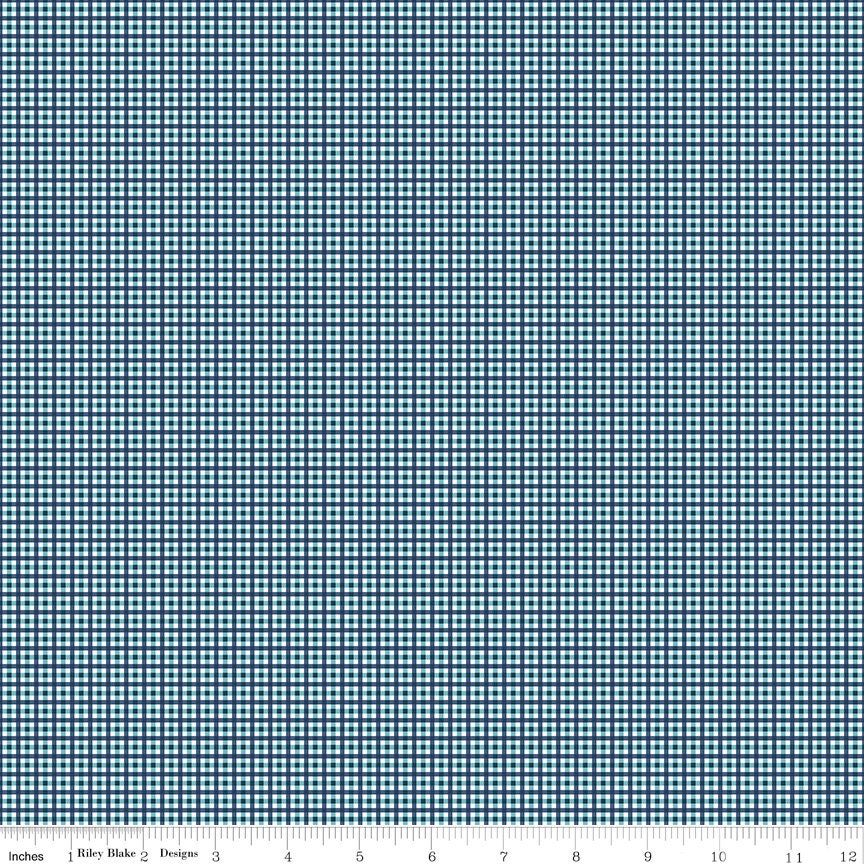 Bee Plaids Denim Bee Plaids Harvest C12025-Denim by Lori Holt for Riley Blake Sold in 1/2 Yard increments